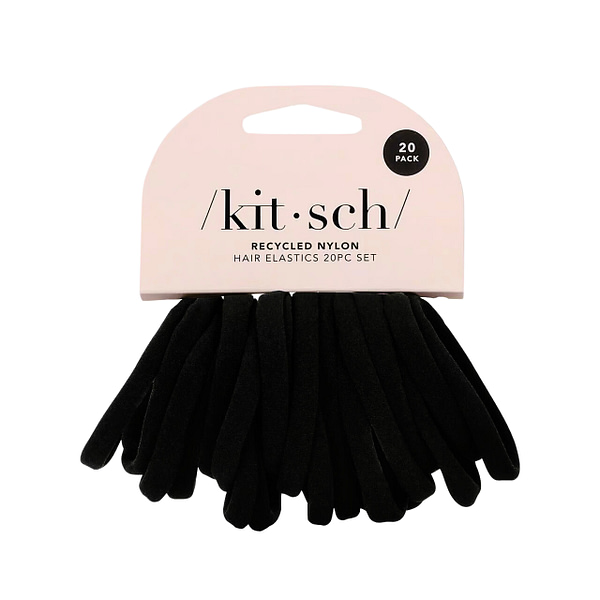 kitsch Elastic Hair Ties 20 Pack - Black