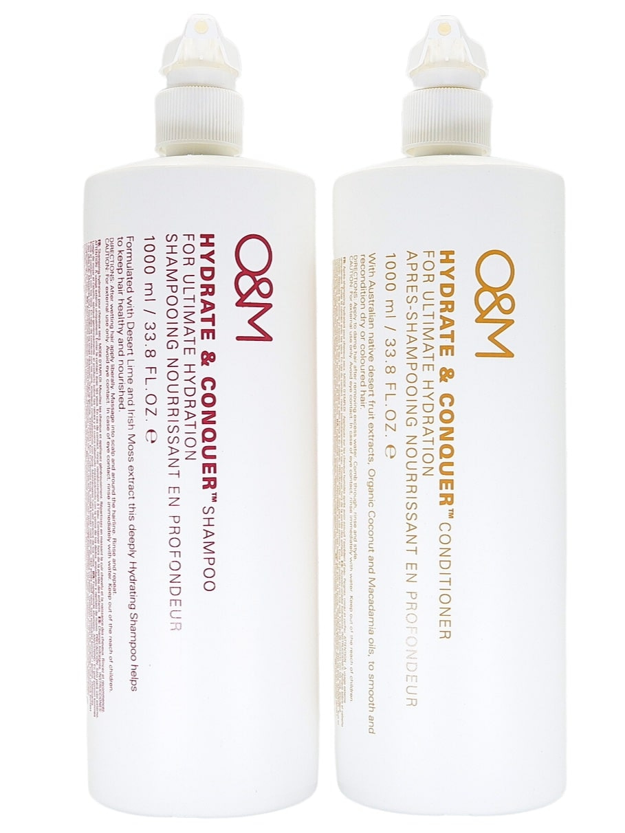 o&m hydrate conquer shampoo conditioner set 1L