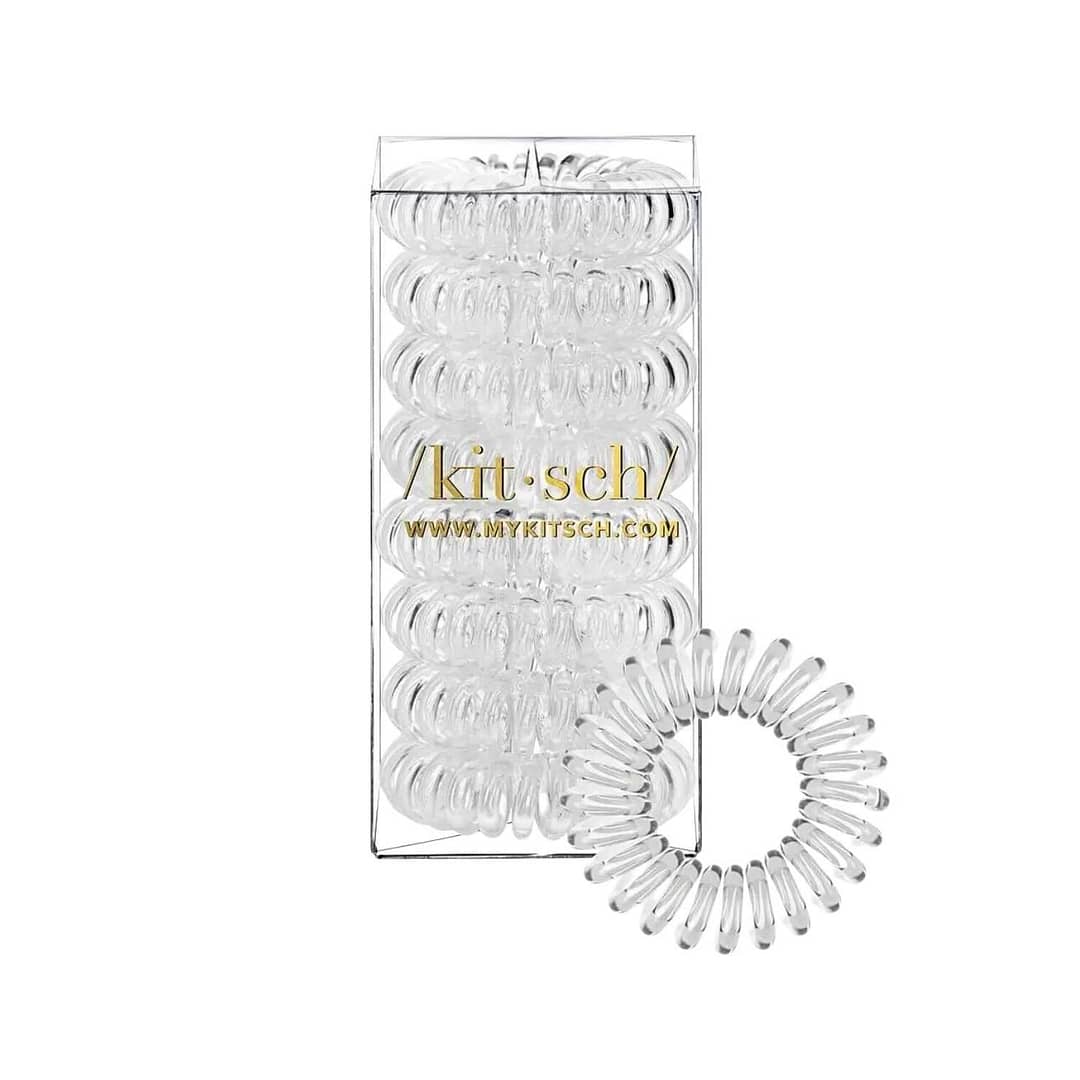 Kitsch Spiral Hair Ties - Clear 8pc