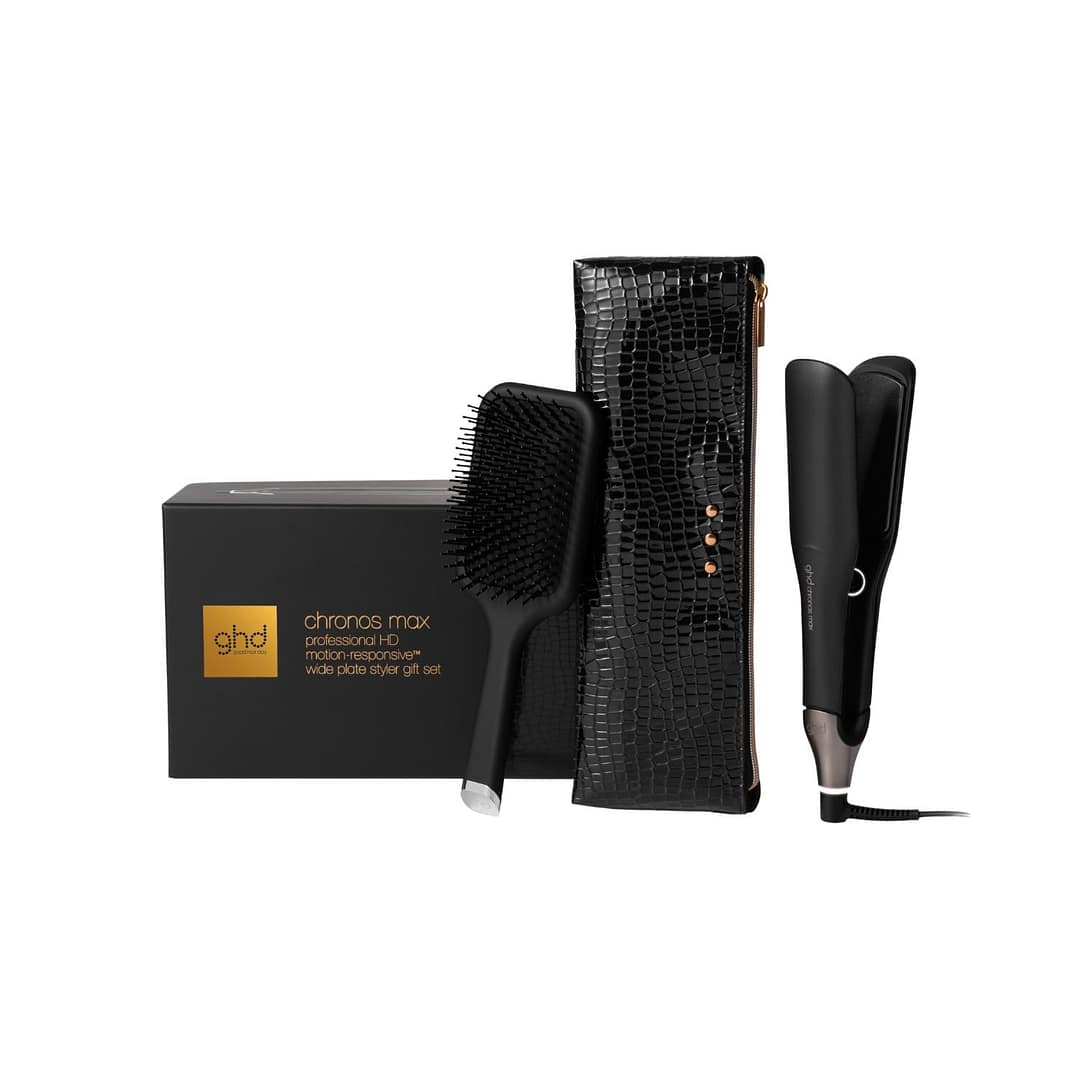 GHD Chronos Max Hair Straightener Gift Set with Bag & Paddle Brush