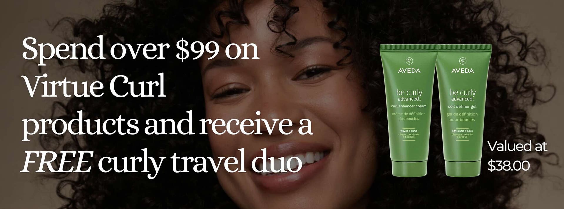 Virtue banner with curly offer