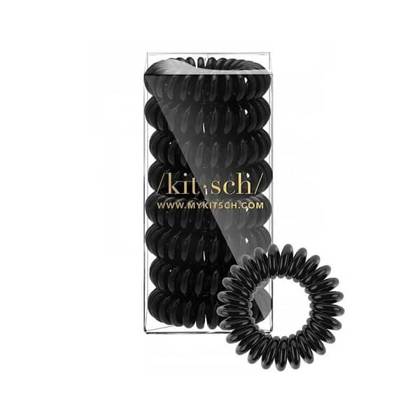 Kitsch Spiral Hair Ties - Black 8pc