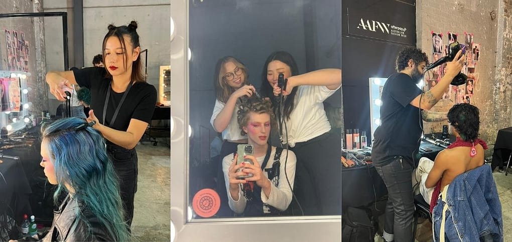 studio muse with hot tools at fashion week
