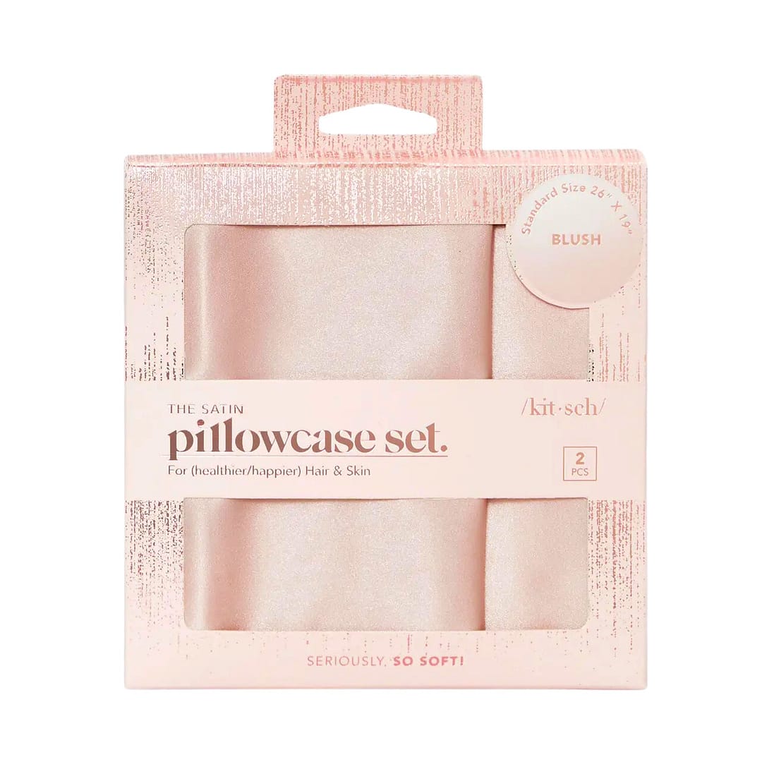 kitsch satin pillowcase set blush