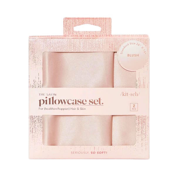 kitsch satin pillowcase set blush