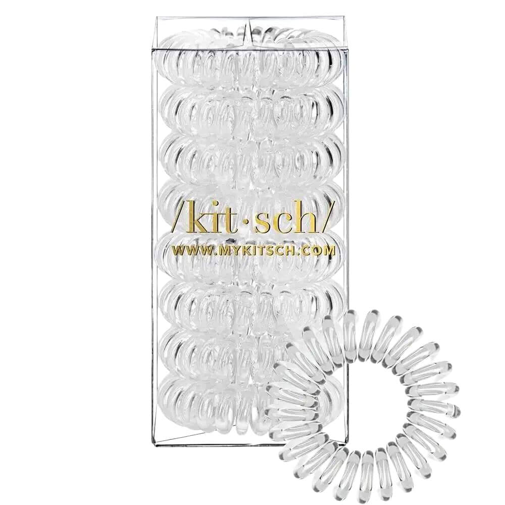Kitsch Spiral Hair Ties - Clear 8pk