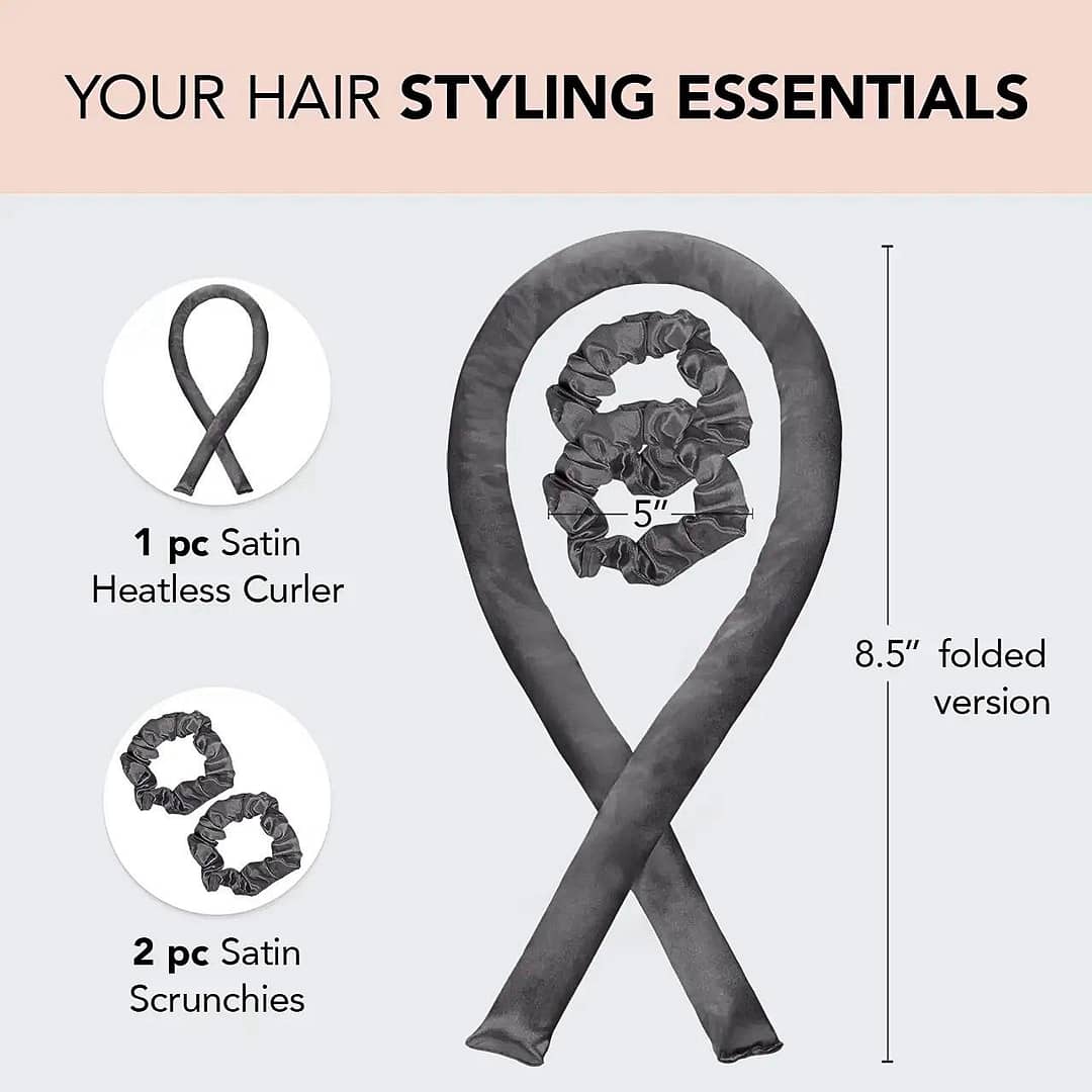 Kitsch Satin Heatless Hair Curler - Charcoal