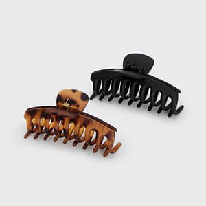 Kitsch Oversized Matte Claw Clips 2pc Set – Black & Tort