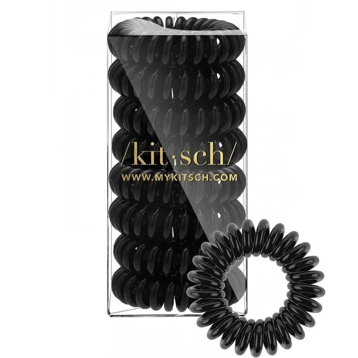 Kitsch Spiral Hair Ties 8 Pack - Black