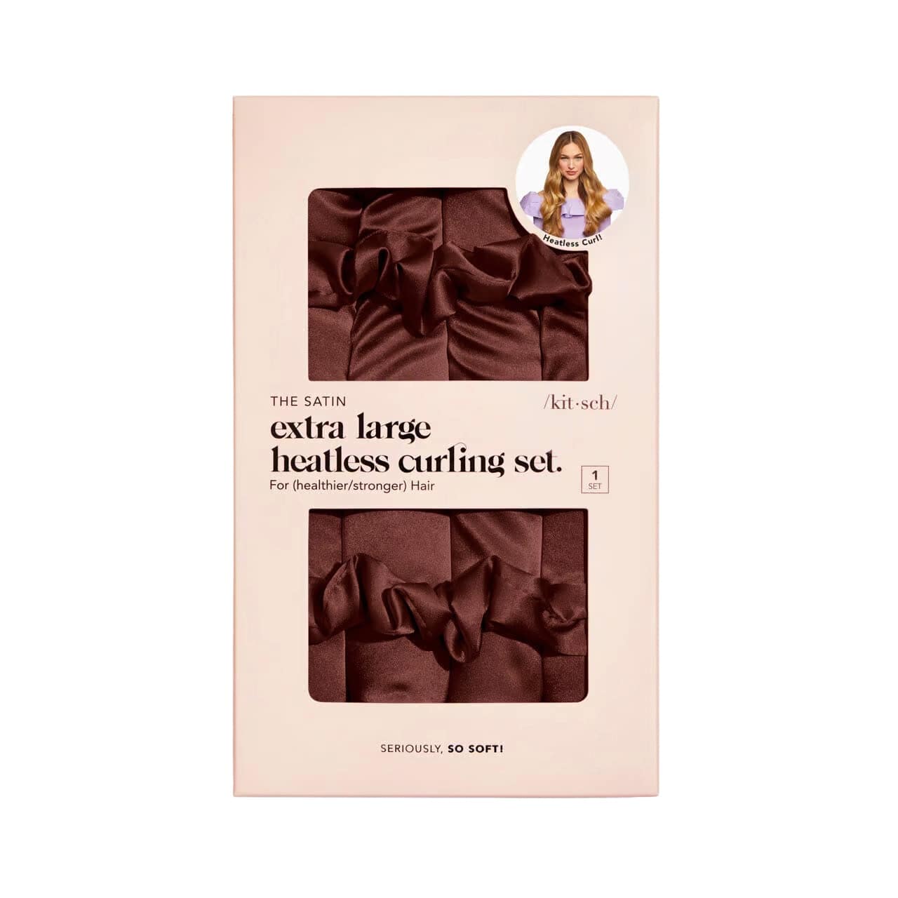 Kitsch Satin Heatless Hair Curler Chocolate XL
